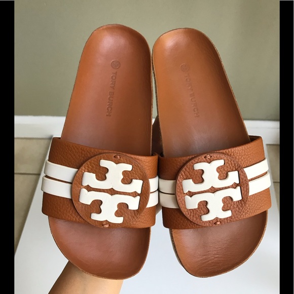 Tory Burch Shoes - Tory Burch Leigh Anatomic Slide- Tumbled Leather /Calf Leather Sandals